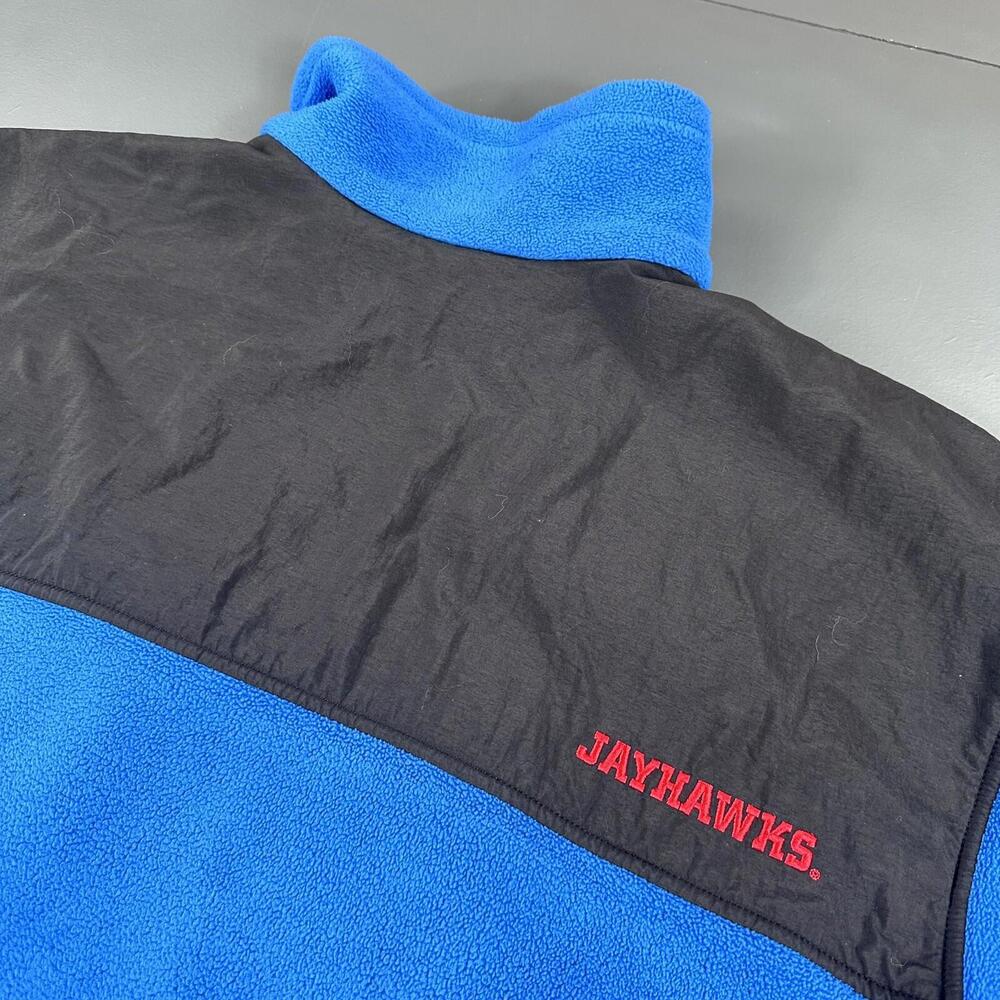 Columbia X Kansas Jayhawks Jacket Mens 2XL Blue Black Fleece Full Zip Y2K Sporty - Picture 9 of 9